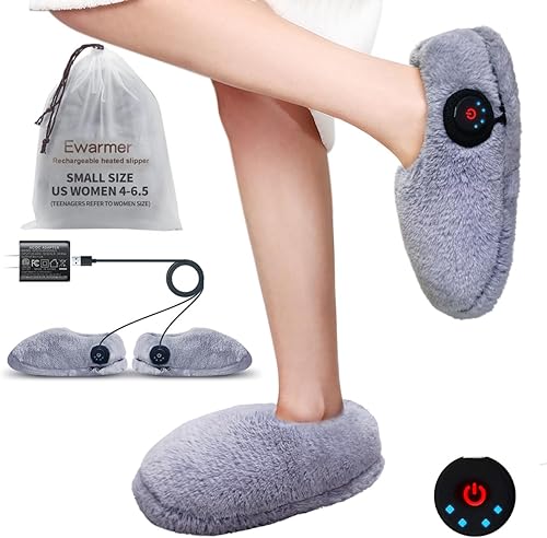Pantuflas térmicas para pies fríos, almohadilla térmica eléctrica portátil para mujer, recargable, 3.5-7 horas de calefacción, alimentadas por