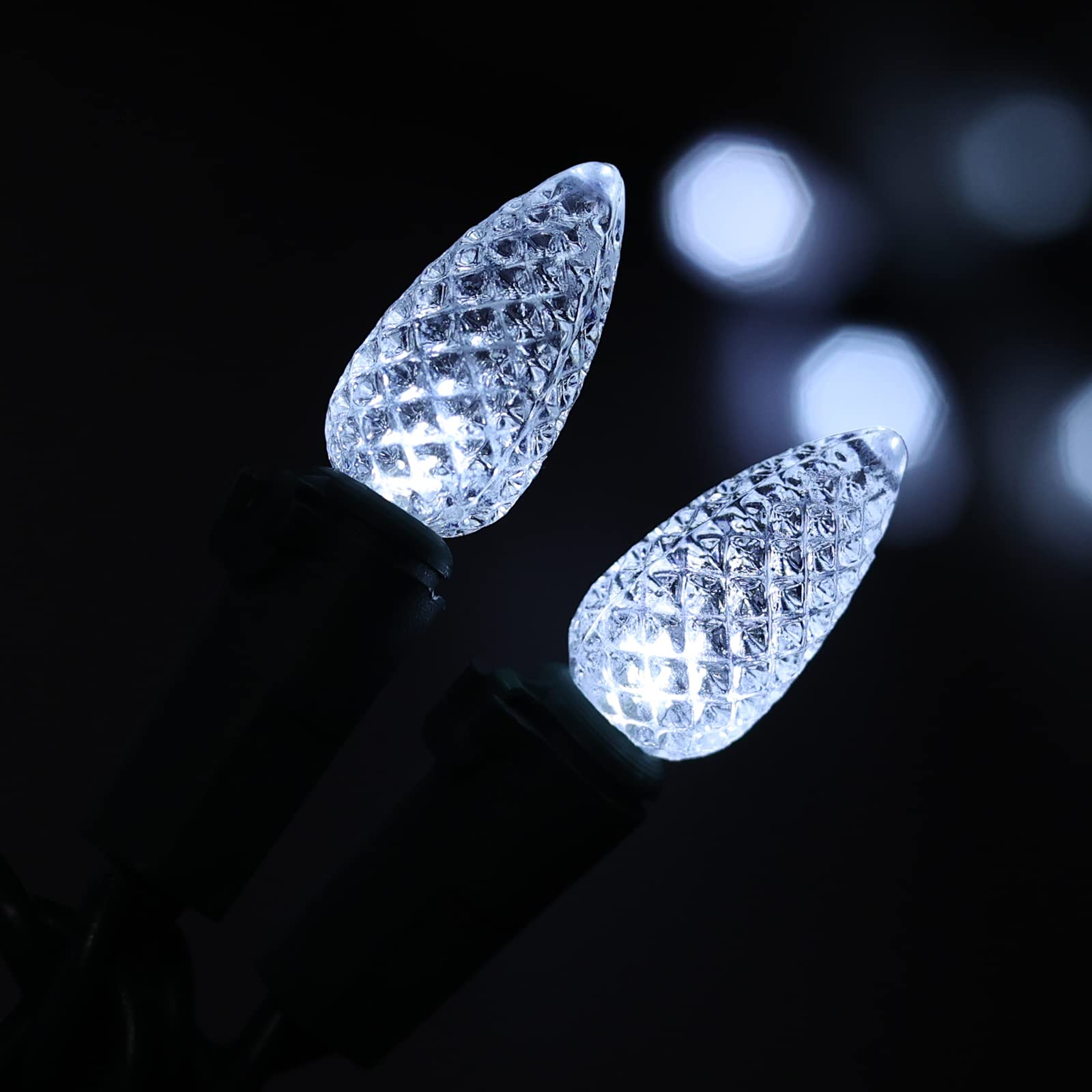 PARKIM Christmas C3 Bulbs Light String 50 LED White Strawberry Xmas Tree Outdoor Indoor Waterproof Decoration Plug in 18 Feet Used for Patio Party Festive Courtyard Home (Cold White)