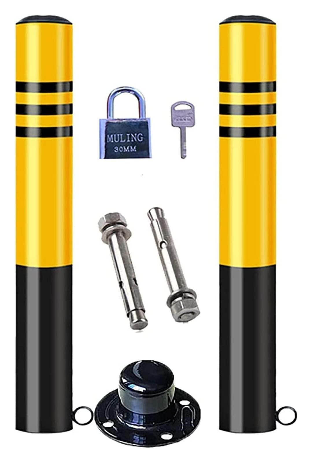 HCZKIUJY Parking Barrier Driveway Safety Post,Post with Reflective Strips Safety Bollards (750mmx76mm)