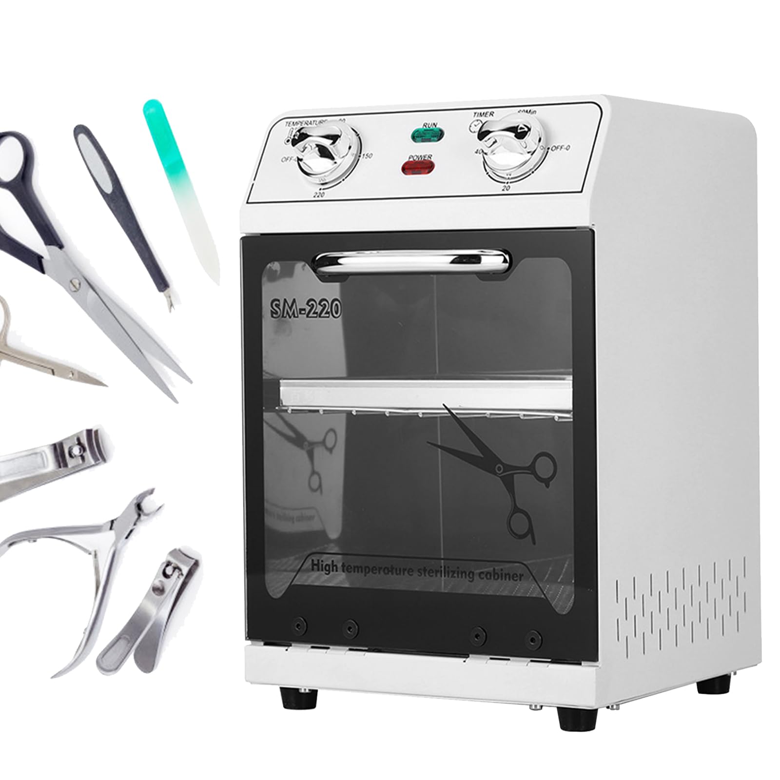 Desinfección Esterilizador Aire Caliente, 600W 8L 220℃ Esterilizador Calor Seco Esterilizador Alta Temperatura Esterilizador Herramientas para Uñas con Temporizador y Luz Indicadora para Peluquería