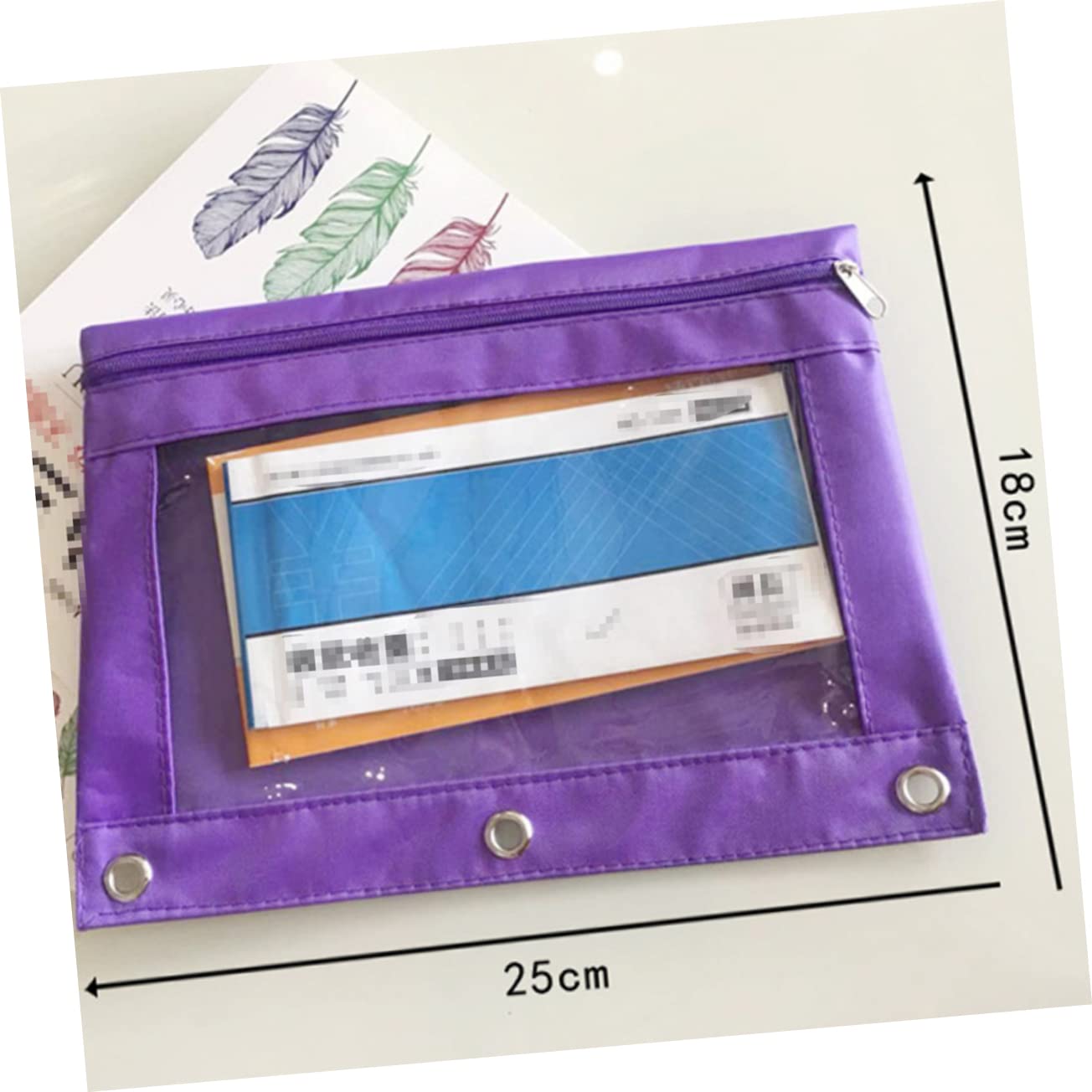 Estuche para Lápices de Tela Oxford Transparente Tres Orificios 12 Piezas