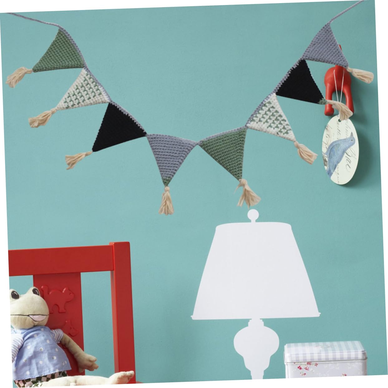 VICASKY 2piezas Banderín De Algodón Verde Guirnalda Para Cumpleaños y Habitaciones Infantiles Adorno De Ganchillo Para Shower y Decoración De Nursery