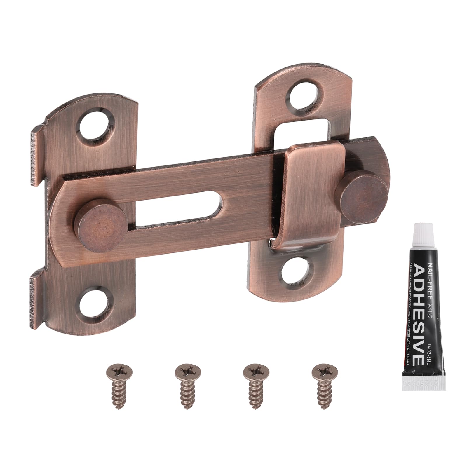 sourcing map 1-Pack Flip Latch Gate Latch, 2 Inch Stainless Steel Flip Door Sliding Latches Barn Door Lock for Bathroom Barn Fence Pet Cage Garage Window, Red Bronze