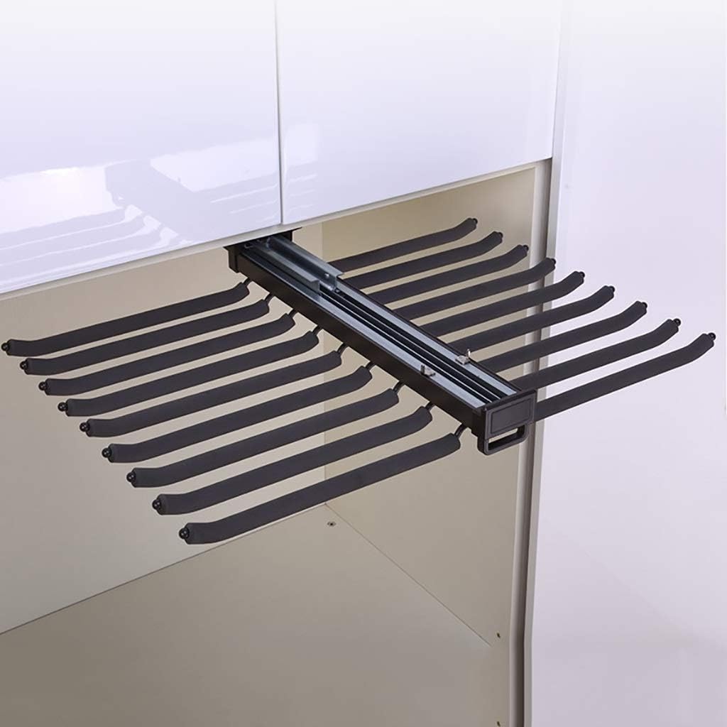 Wardrobe Pull Out Trousers Rack,Push-pull Closet Scarf, Pants, Jeans Storage Rack with Buffer System,Sliding Storage Rod for 18 pants Decoration