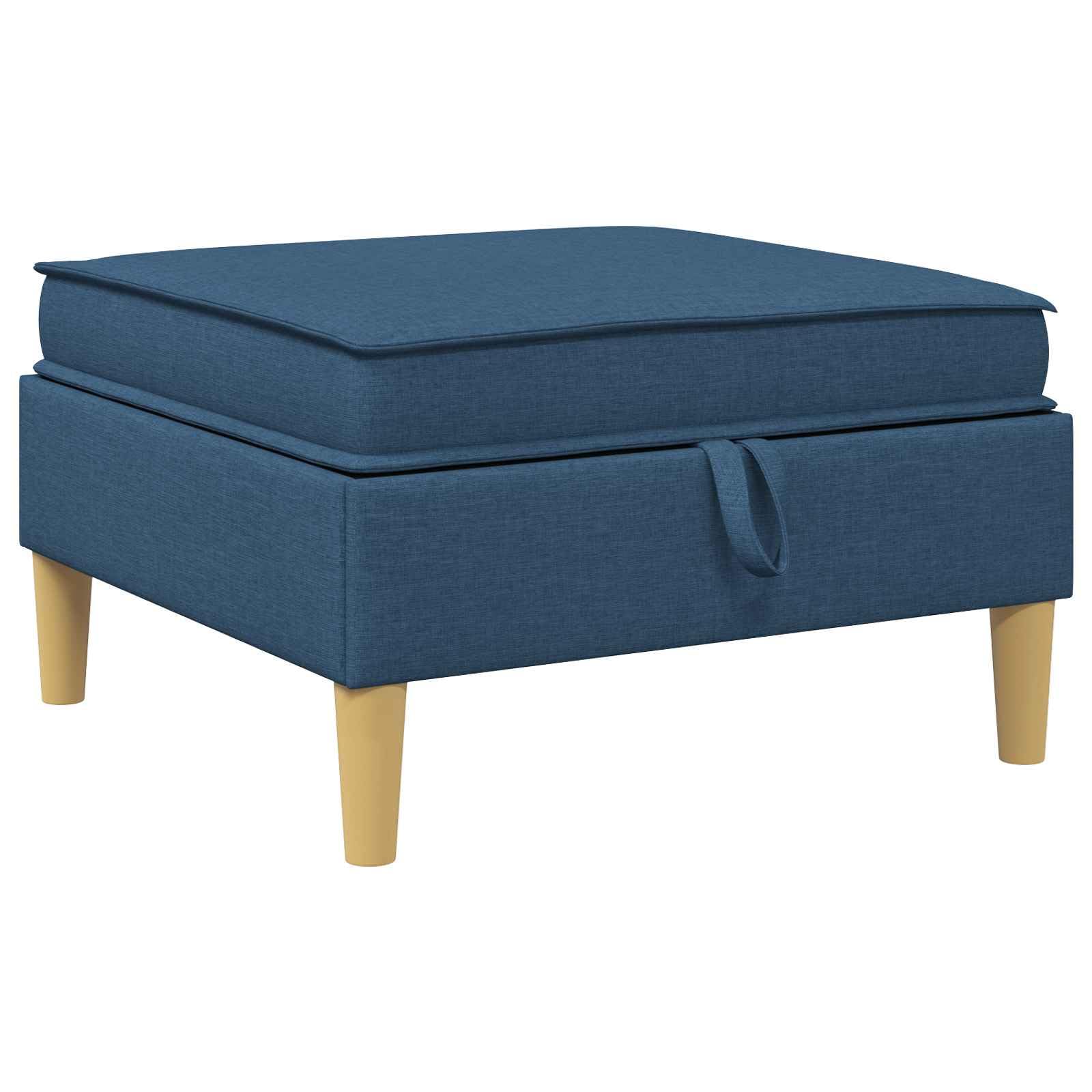 Pouf Contenitore in Tessuto Blu per Soggiorno 70x70x40 cm