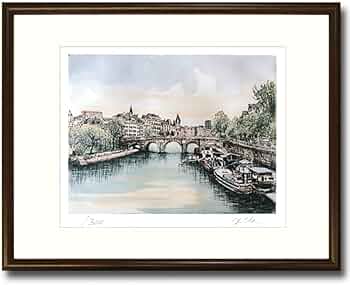 Amazon｜織田義郎 パリ風景III ブラウン エッチング＋手彩色 版画 銅