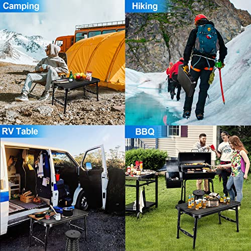 Kpr Retractable Folding Table And Stool Set,Portable Camping Foldable Table Lightweight Yet More Sturdy With Adjustable Stool For Picnic Beach Camp,Fishing,Hiking Tours,Bbq,Parties,Outdoor Activities #TOP7