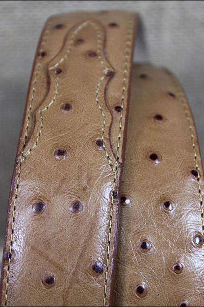 Tony Lama Men's Ostrich Print Leather Belt Reg And Big Cognac 30