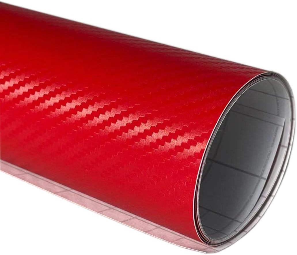 Amazon Co Jp Taro Works カーボンシート 3dリアル 車 外装 カーラッピングフィルム 赤 152 30 車 バイク