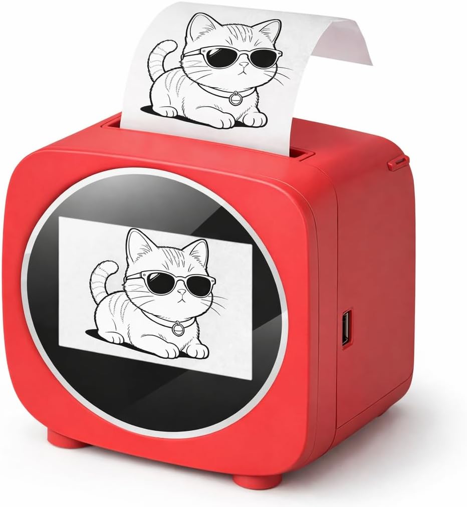 AI Smart Voice Sticker Printer with Display Screen, Portable Inkless Thermal Label Maker, Mini DIY Sticker Machine for Home, School, Office & Creative Organization