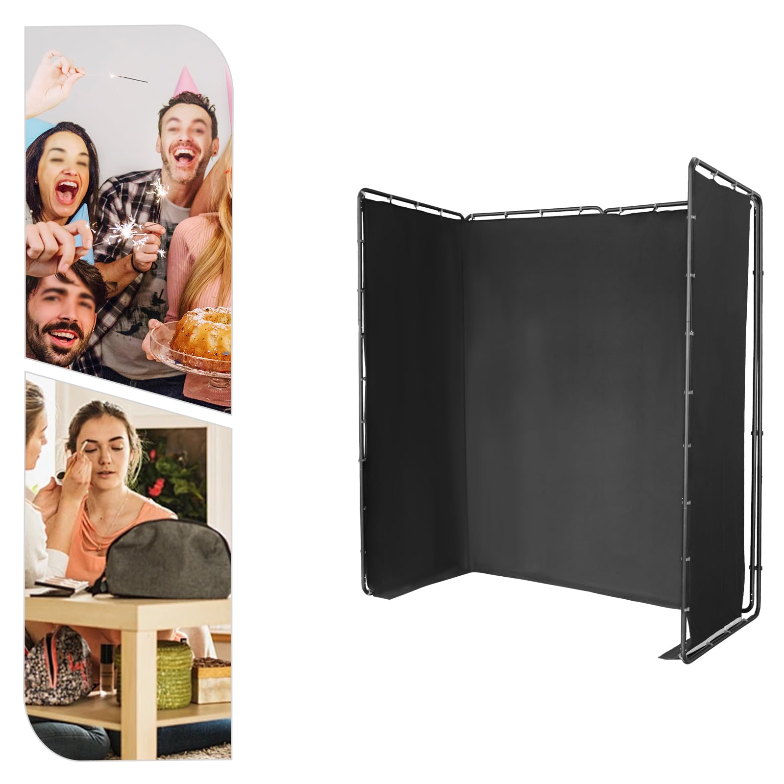 Backdrop - Supporto per sfondo, 4 x 2,4 m, con panno verde o nero, sistema di sfondo regolabile per fotografia, registrazione video, streaming live e chiave Chroma (panno nero)