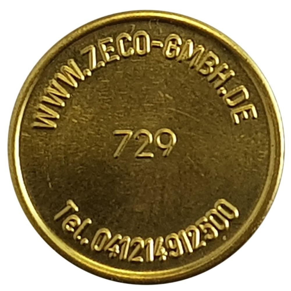 Zeco Wertmarke WM8, Waschmarke kompatibel mit Miele 11729, Messing Jeton, 20 Stück (WM8, 17 x 1,8mm)