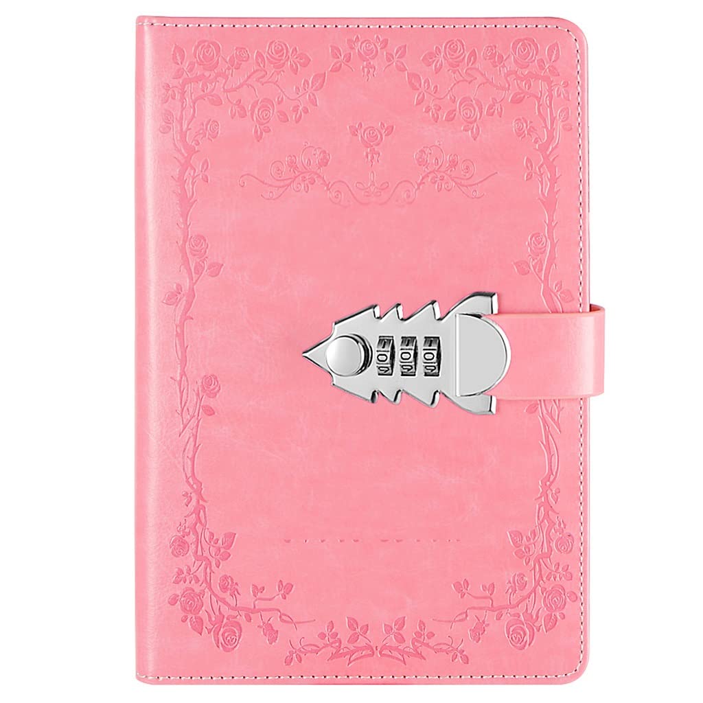 BmxauZ Agenda retrò in pelle PU A5 con serratura - Agenda, quaderni e diari protetti da password, perfetta per la scuola e le forniture essenziali per notebookAA5