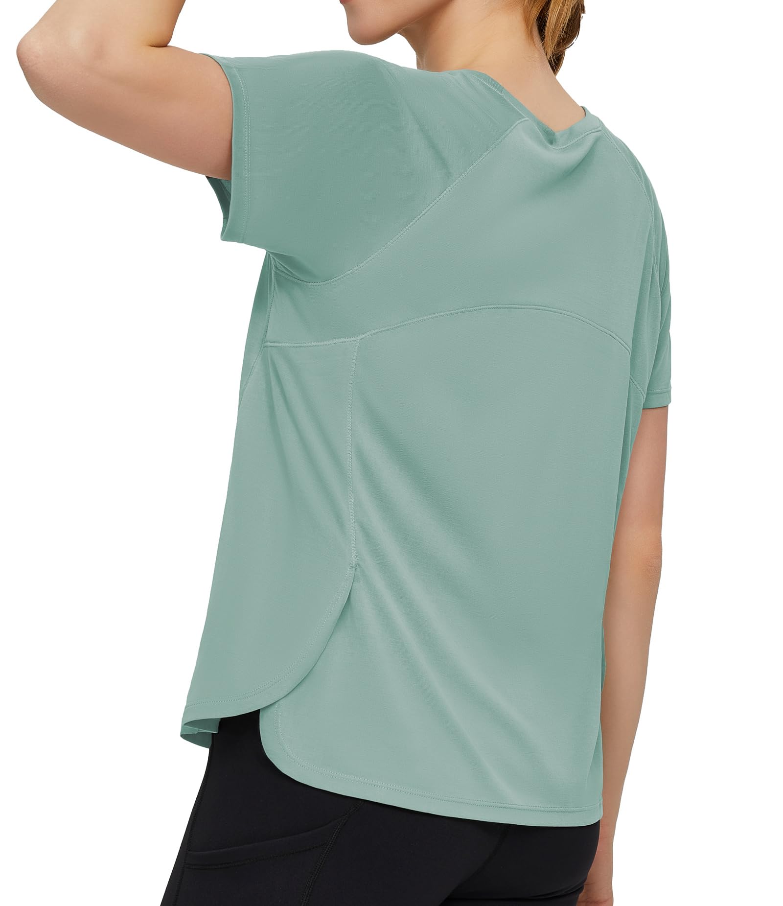 Dragon FitLightweight Workout Tops for Women Short Sleeve Crew Neck Yoga Shirts Casual Athletic T-Shirts