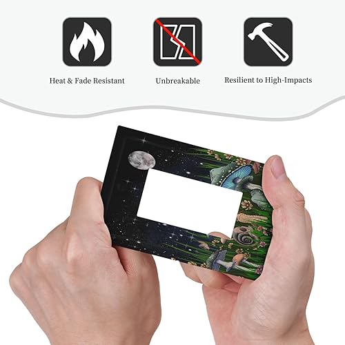 Miniatura 6 de Placa decorativa de pared con diseño de hongos, plantas, hojas, caracoles, luna, luz de luna, bosque de 1 banda, placa de pared decorativa GFCI para