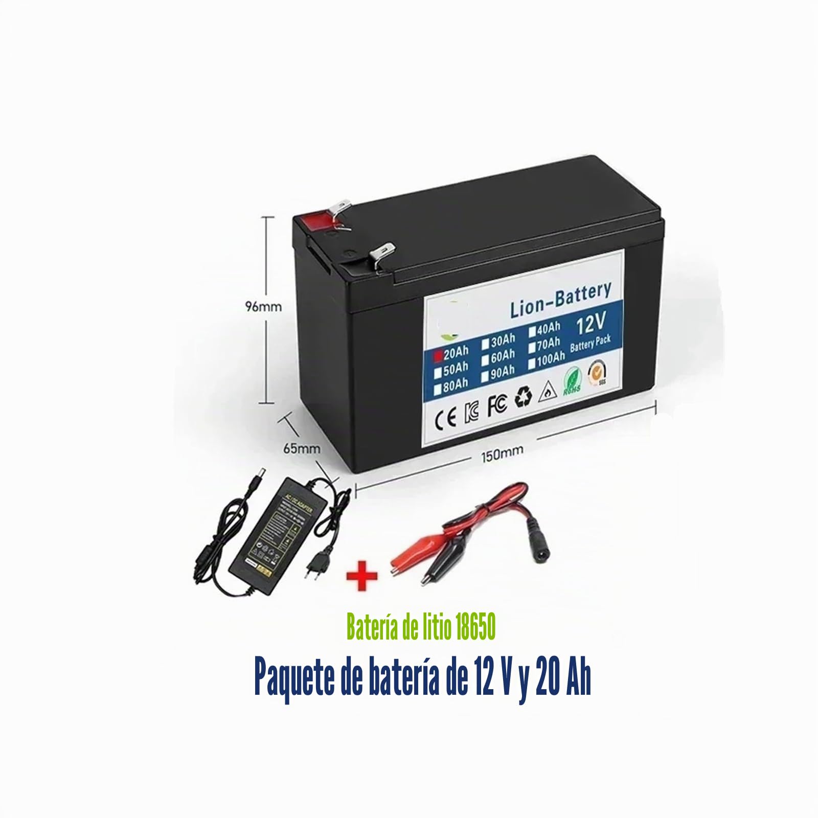 Batería De Litio Mejorada 12v 20Ah 18650 Batería De Iones De For Vehículos Eléctricos Paquete De Batería De Litio 9V- 12V 20000mAh BMS Incorporado 30A De Alta Corriente