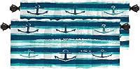 Vista 21 de Maritime Ocean Cafe Curtains,Anchors Nautical Art Blackout Tier Curtain Multilayer Polyester Short Kitchen Drapes 2 Pack 26X24 Inches Anclajes