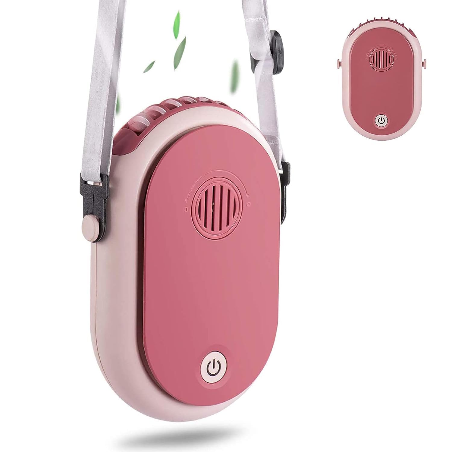 Portable Hanging Neck Fan, Rechargeable Necklace Fan with Adjustable Lanyard, 3 Speed Wearable Mini USB Necklace Fan for Eyelash Women Kids Girls Men Outdoor Travel Camping Park (Pink)