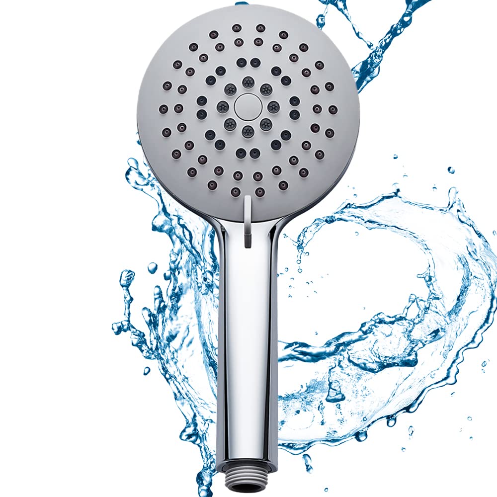 JOMOO High Pressure Handheld Shower Head with Spray 5 Settings, One Button Switch to High-Pressure/Self Clean/Water Saving, Chrome Finish