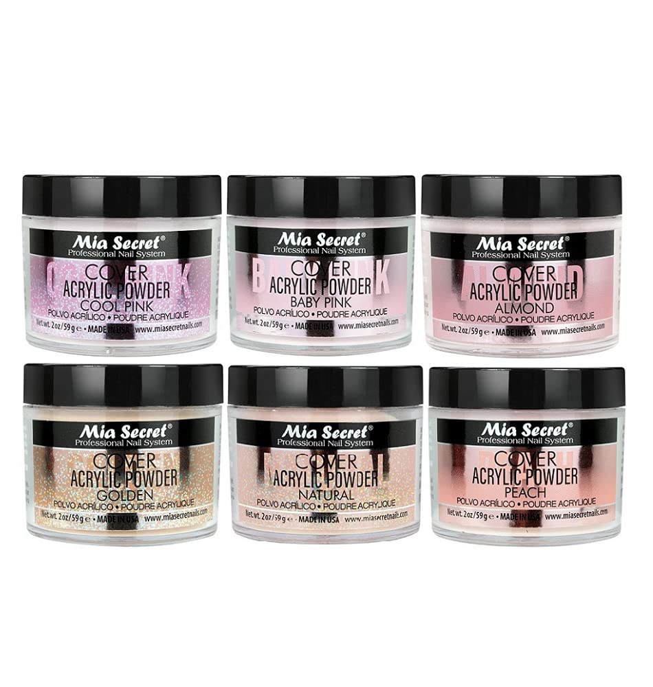 Mia Secret Acrylic Powder COVER (Baby Pink/Cool Pink/Natural/Peach/Almond/Golden) - 2 oz; 6pc
