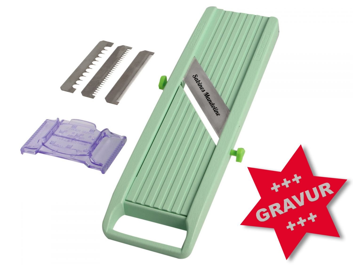 Benriner Mandoline Gemüseschneider Gemüsehobel BN-1 64 mm grün, ohne Auffangbehälter, mit Gravur