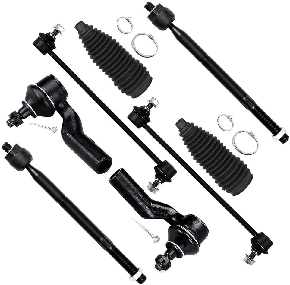 SCITOO 8pcs Front Suspension Kit Outer Inner Tie Rod End w/Boot Sway Bar End Link Replacement for 2004-2009 for Mazda 3 3 Sport 2006-2015 for Mazda 5