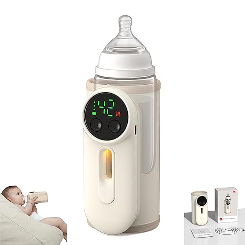 Calentador de biberones portátil con alfombrilla apta para alimentos, calentamiento suave de 6 temperaturas para leche materna y fórmula, carga