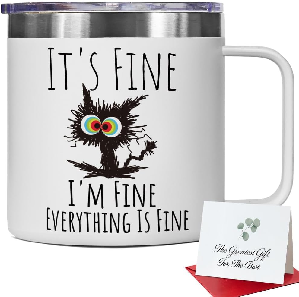 Coworker Gifts for Best Friend - It's Fine I'm Fine Everything is Fines Stainless Steel Tumbler Funny Office, Christmas Birthday Appreciation Gift for Coworkers Boss Lady Team Teacher Employee-309