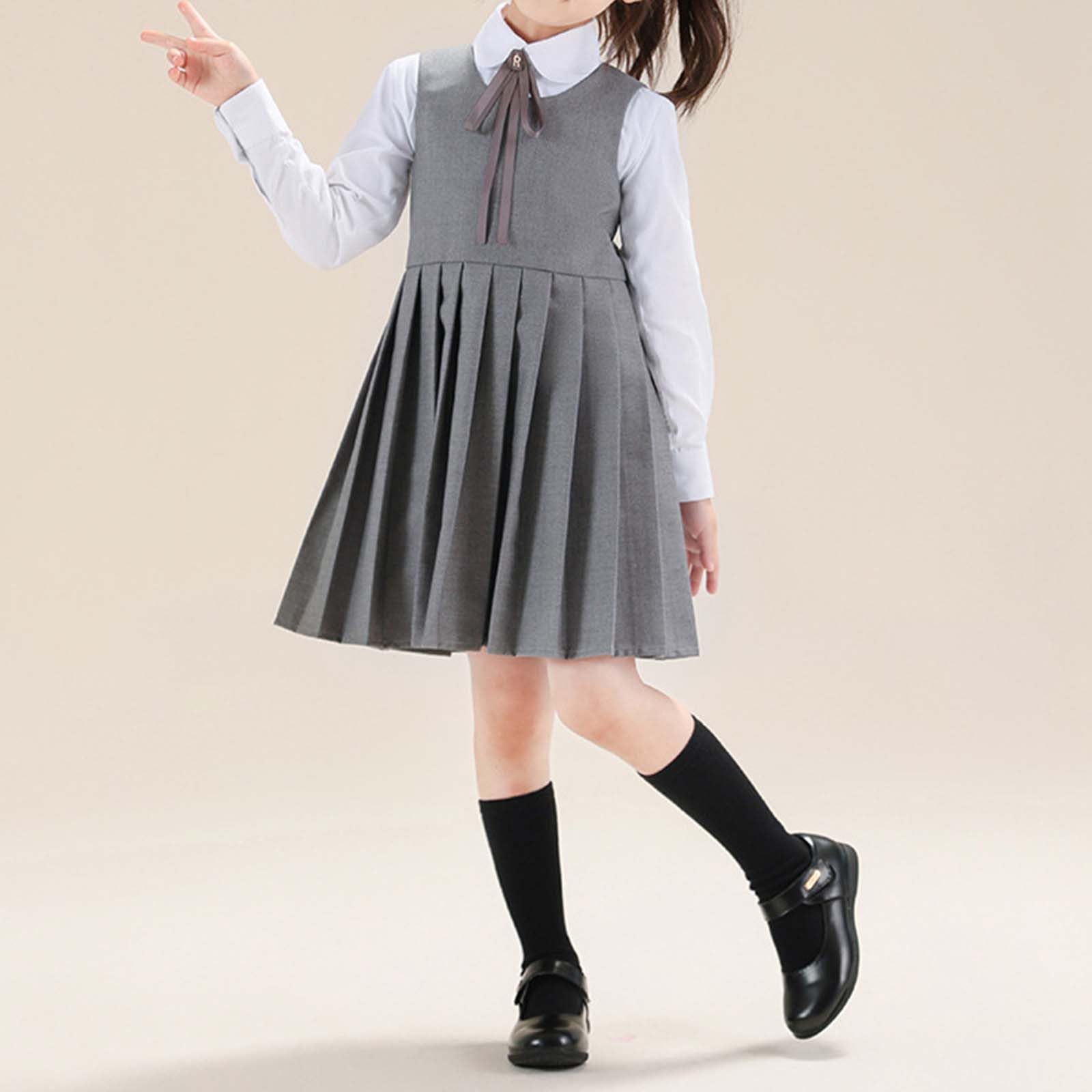 Mädchenkleid im Schulstil, lässiges Trägerkleid für Kinder, Alltagskleidung, Frühlings- und Sommeroutfit, elastisch, bequem