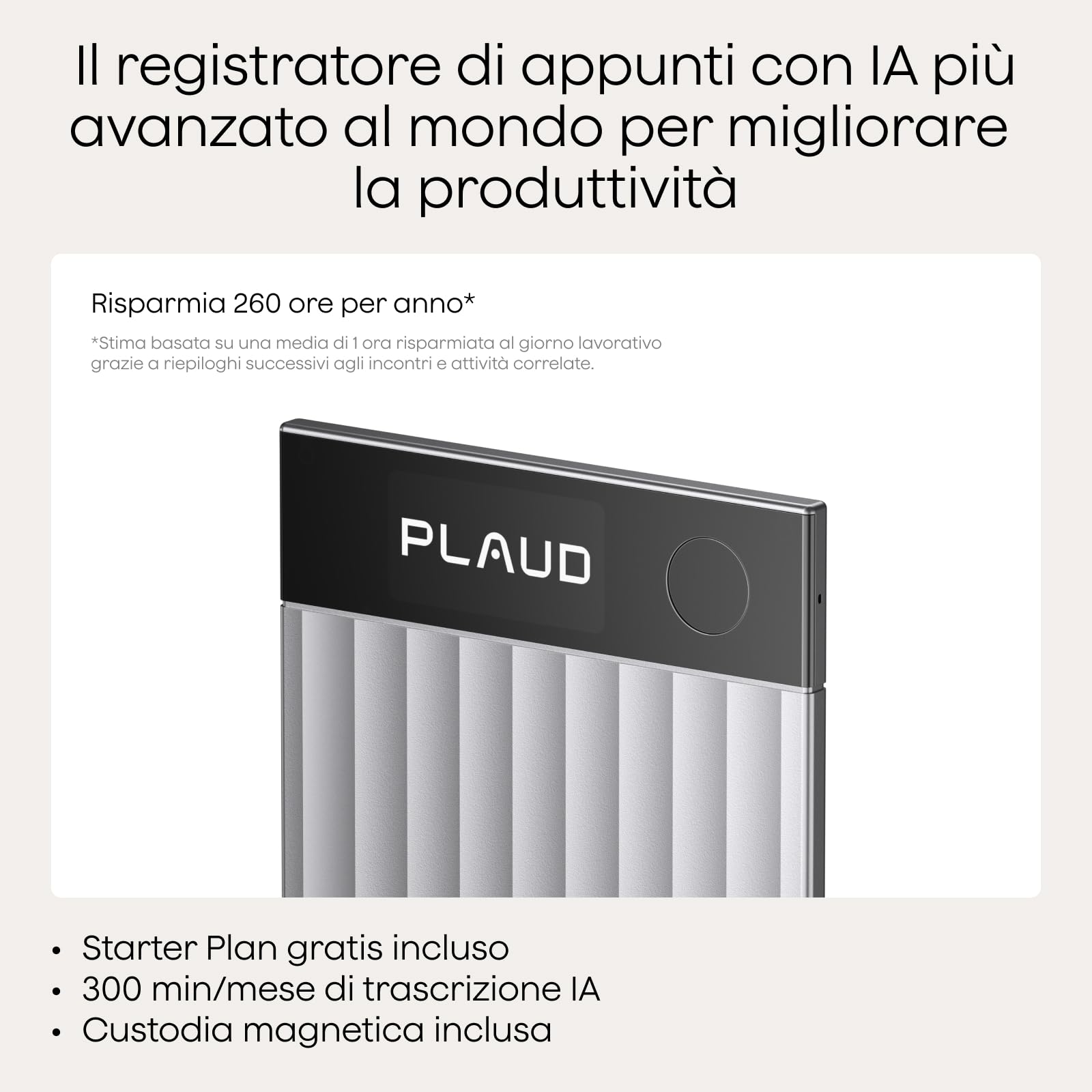 Pack Plaud Note Pro e NotePin con 4 accessori, Registratore vocale IA, Controllo Tramite App, Dispositivo per Appunti IA, Trascrizione e riepilogo IA, Supporto per 112 Lingue, Memoria 64 GB, Registrat