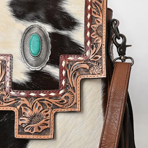 American Darling Cross Body Hand Tooled Hair-On Genuine Leather Western Women Bag Handbag Purse | for Cute4