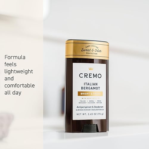 Miniatura 4 de Cremo Antitranspirante y desodorante de bergamota italiana para hombres, protección contra el sudor y el olor de 48 horas, 2.65 onzas
