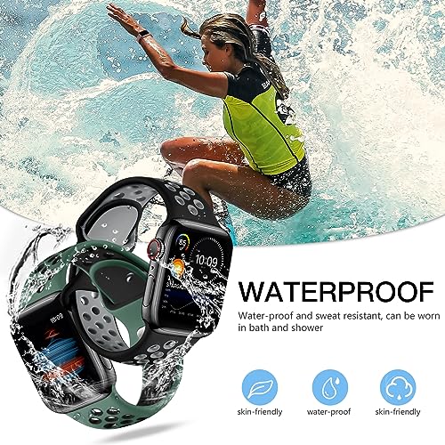 Image of Adorve 4 Pack Sport Bands for Apple Watch 49mm 41mm 40mm 38mm 45mm 44mm 42mm for Women Men, Durable Breathable Soft Silicone Replacement Wrist Strap for iWatch Ultra SE Series 8 7 6 5 4 3 2 1, S /M M /L