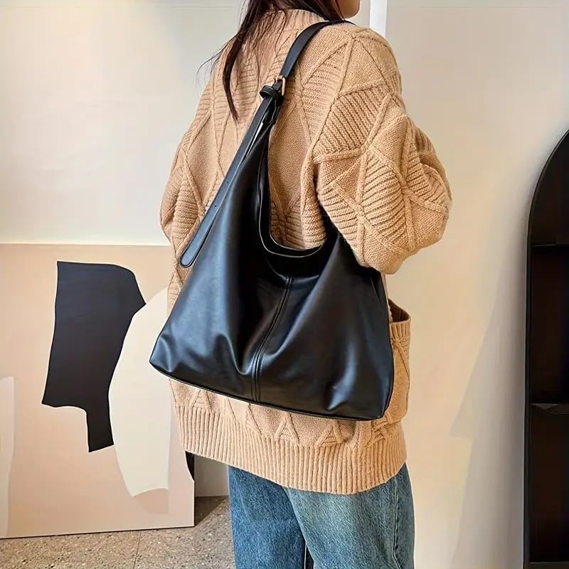 Image of Hobo Shoulder Bag for Women - Soft PU Leather Slouchy Tote Purse | Casual Lightweight Handbag for Work, Travel & Everyday Use
