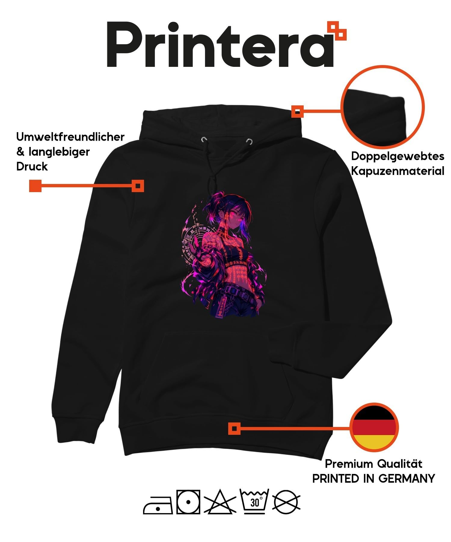 Anime dziewczęca magiczna japońska bluza z kapturem Y2K | Manga Otaku Czarownica Wojowniczka Gaming Future Aesthetic Fioletowy Różowy Retro