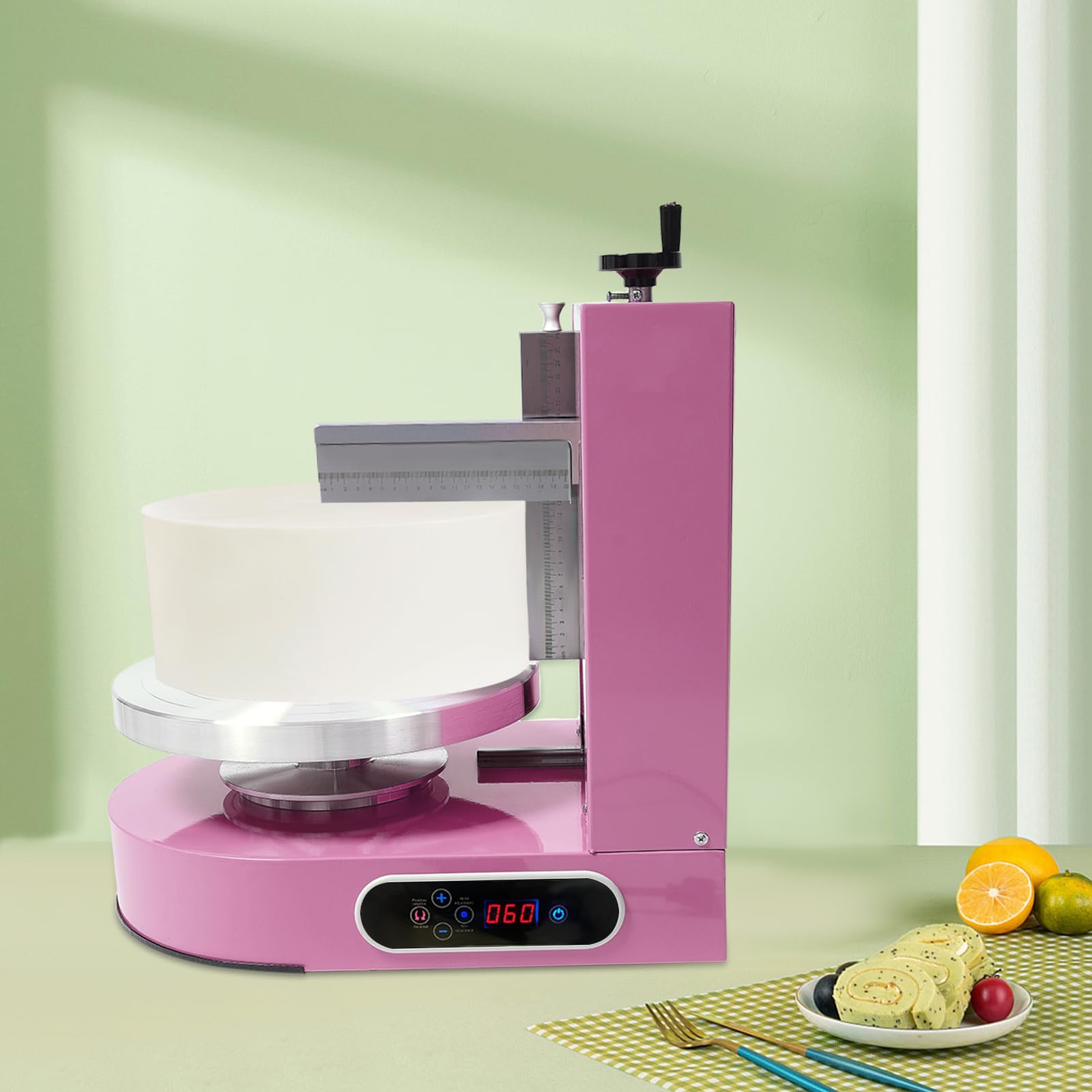 Máquina para Extender Crema y Untar Pasteles, máquina para Decorar y Cubrir Pasteles, alisador de Crema para Pasteles de 4 a 12 Pulgadas, máquinas para Untar Mantequilla (Estilo 01 Rosa).