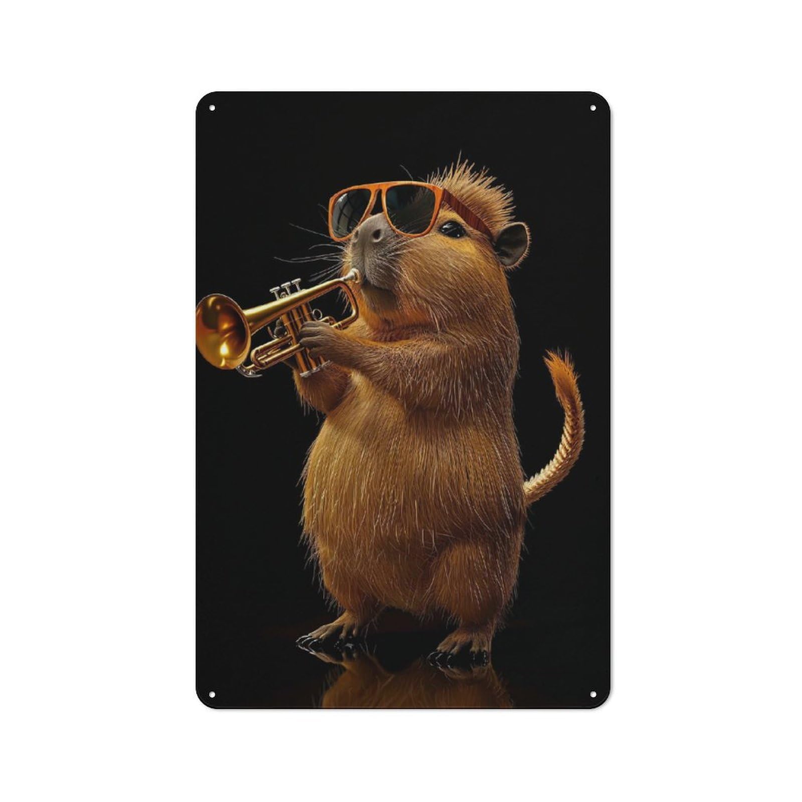 Casual Capybara Trumpet Shed Metal Sign 30x20cm, Shed Wall Decor for Greenhouse, Garden Room, Cafe Or Entryway