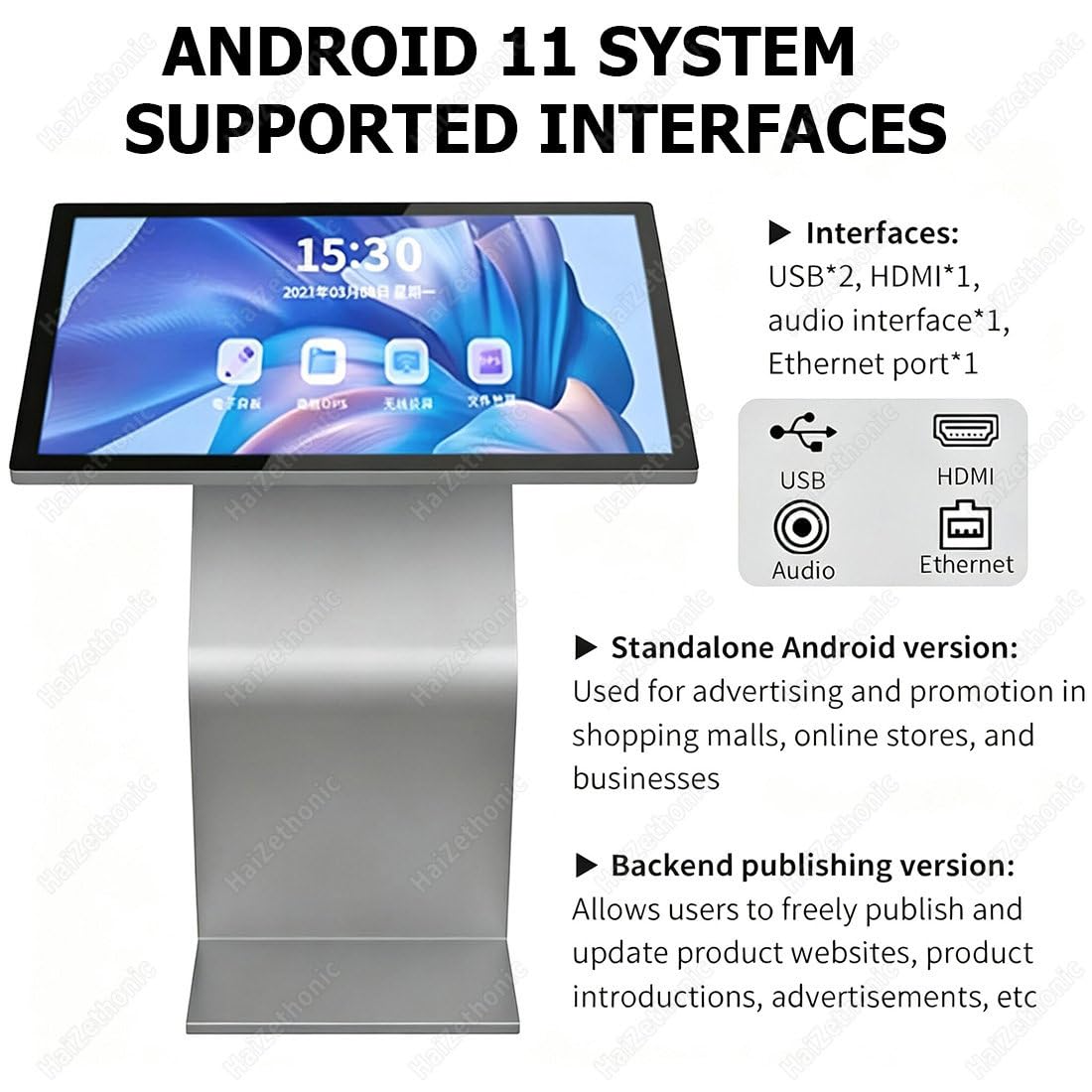 Chiosco Self Service,controllo:smartphone/PC/iPad Silver-32inAndroid11