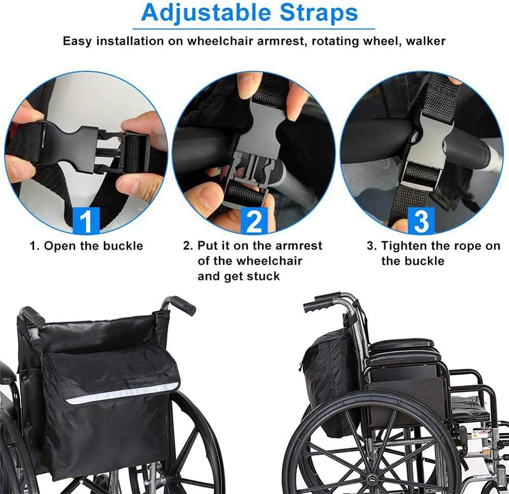 Rollstuhl-Rucksack-Tasche, Große Kapazität, Rollstuhl-Mobilitäts-Scooter-Tasche, Rollstuhl-Rücken-Aufbewahrungstasche Mit Reflektierendem Streifen, Rollator-Sitztasche, Große Wasserdichte Tasche