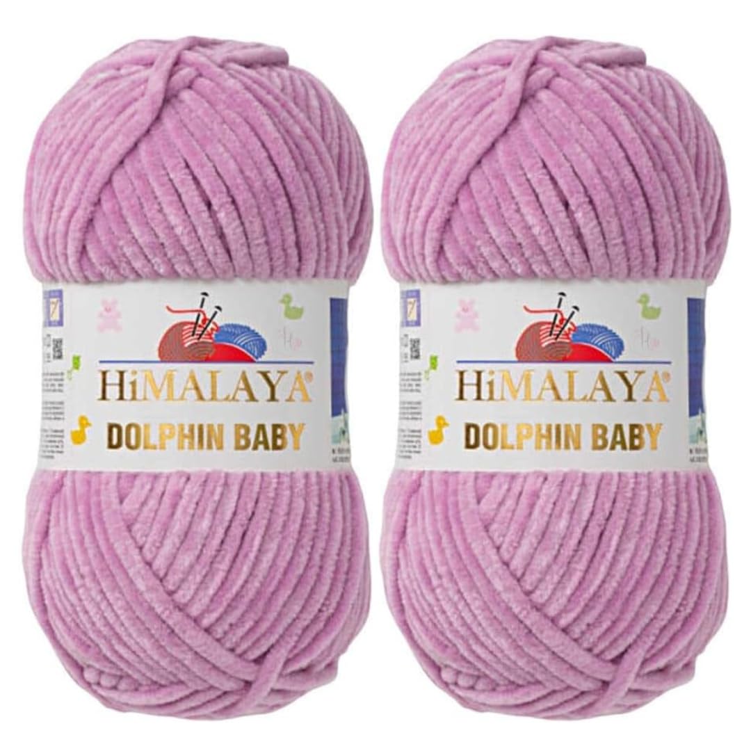 Himalaya Dolphin Baby Yarn 2 X 100g Skeins Super Bulky Yarn for Knitting/Crochet Ideal for Cardigans Shawls Blankets Hats and Home Textiles (2, 80334 Light Lilac)