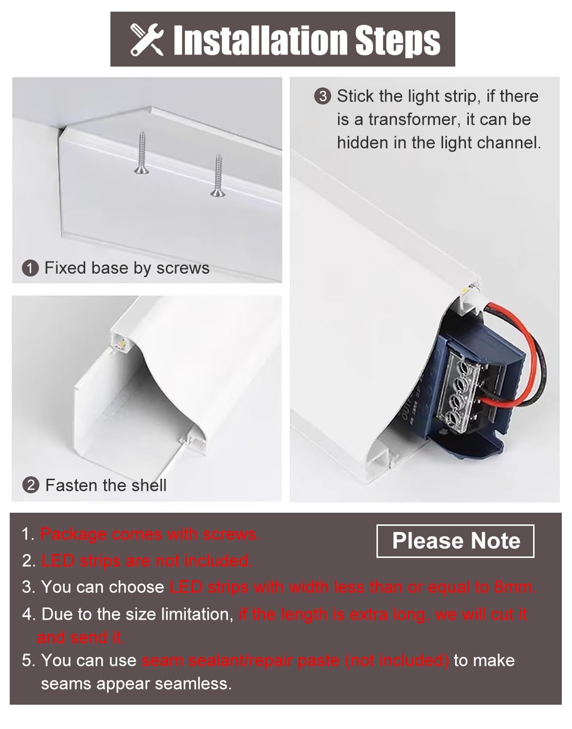 Listwa wykończeniowa LED z kanałem dyfuzora, aluminiowa listwa sufitowa do oświetlenia pośredniego, listwa sufitowa LED, 4,3 m, do dekoracji sypialni