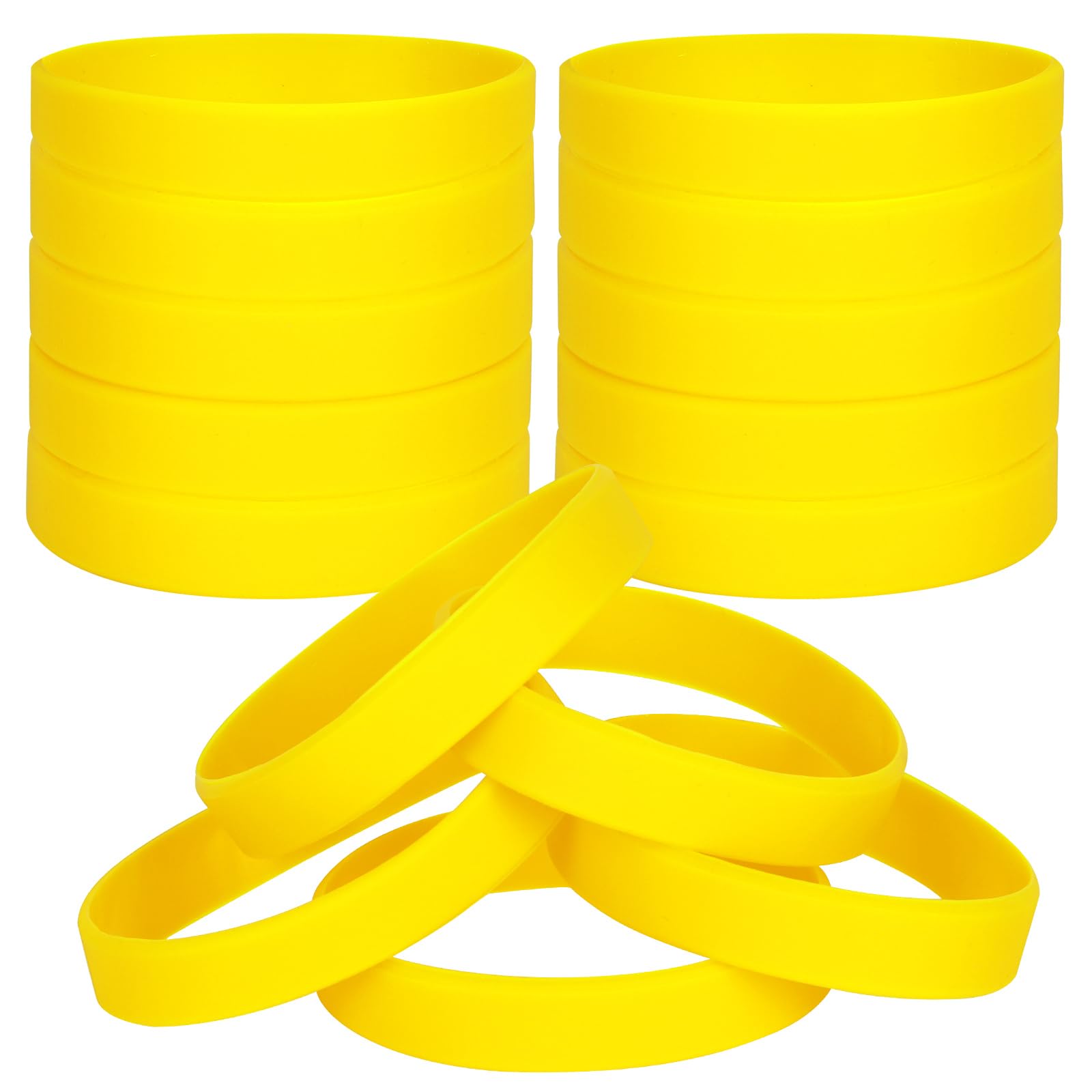 LVNRIDS 30 PCS Silicone Bracelets Wristbands for kid, Sports Rubber Elastic Wristband Bracelet for School Activity Party Favors Decorations Yellow