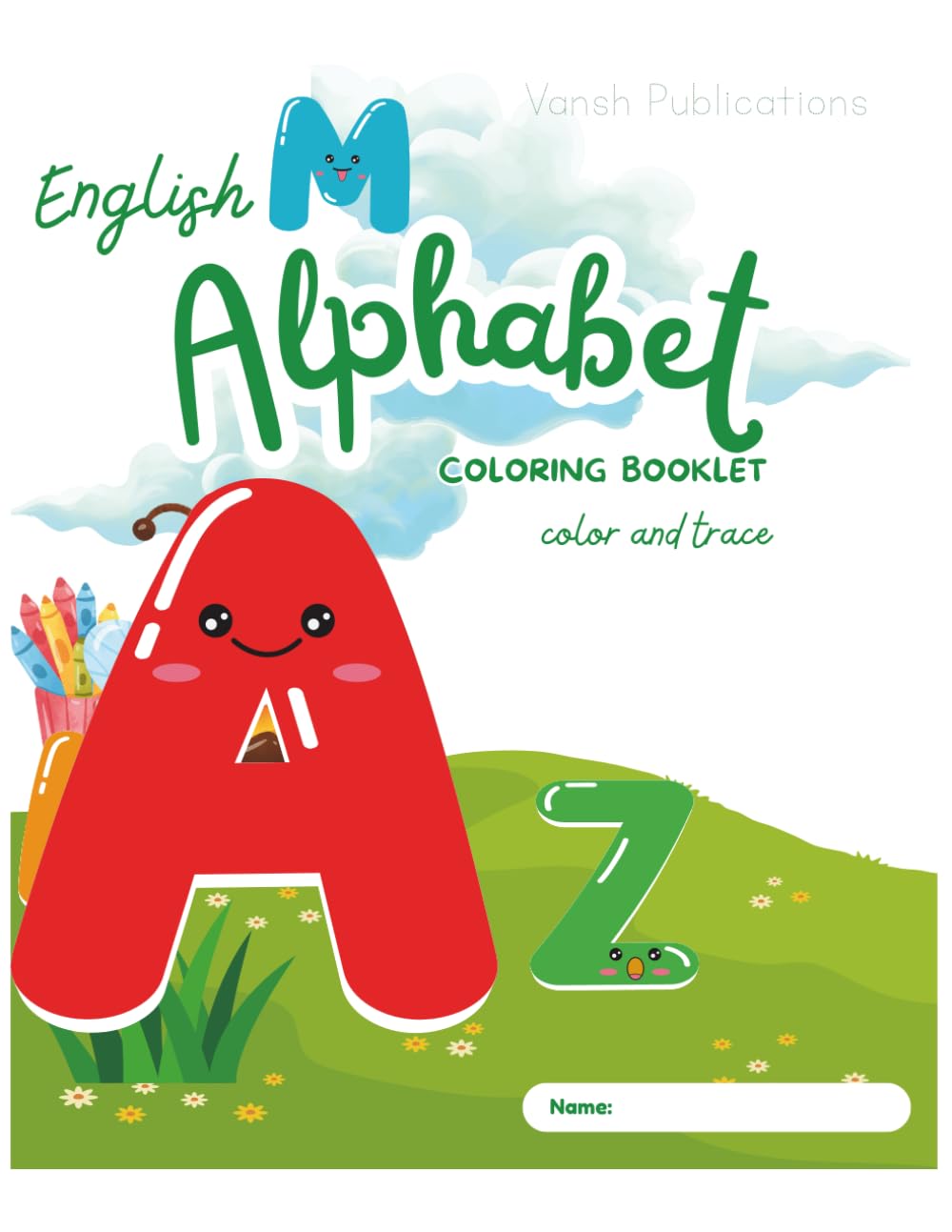 Preschool Alphabet Tracing and Coloring Booklet: Colorful Illustrative Style