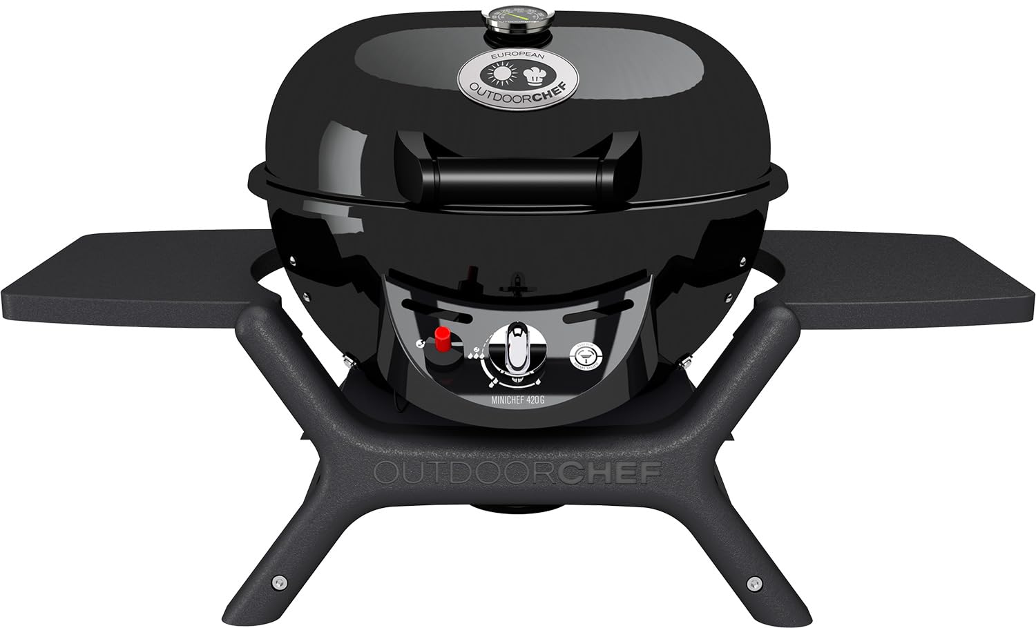 Outdoorchef Kompaktowy grill "Minichef 420 G" | grill kulisty do soczystych steków bez obracania | grill gazowy mały na balkon i kemping – Ø 42 cm o mocy 4,2 kW