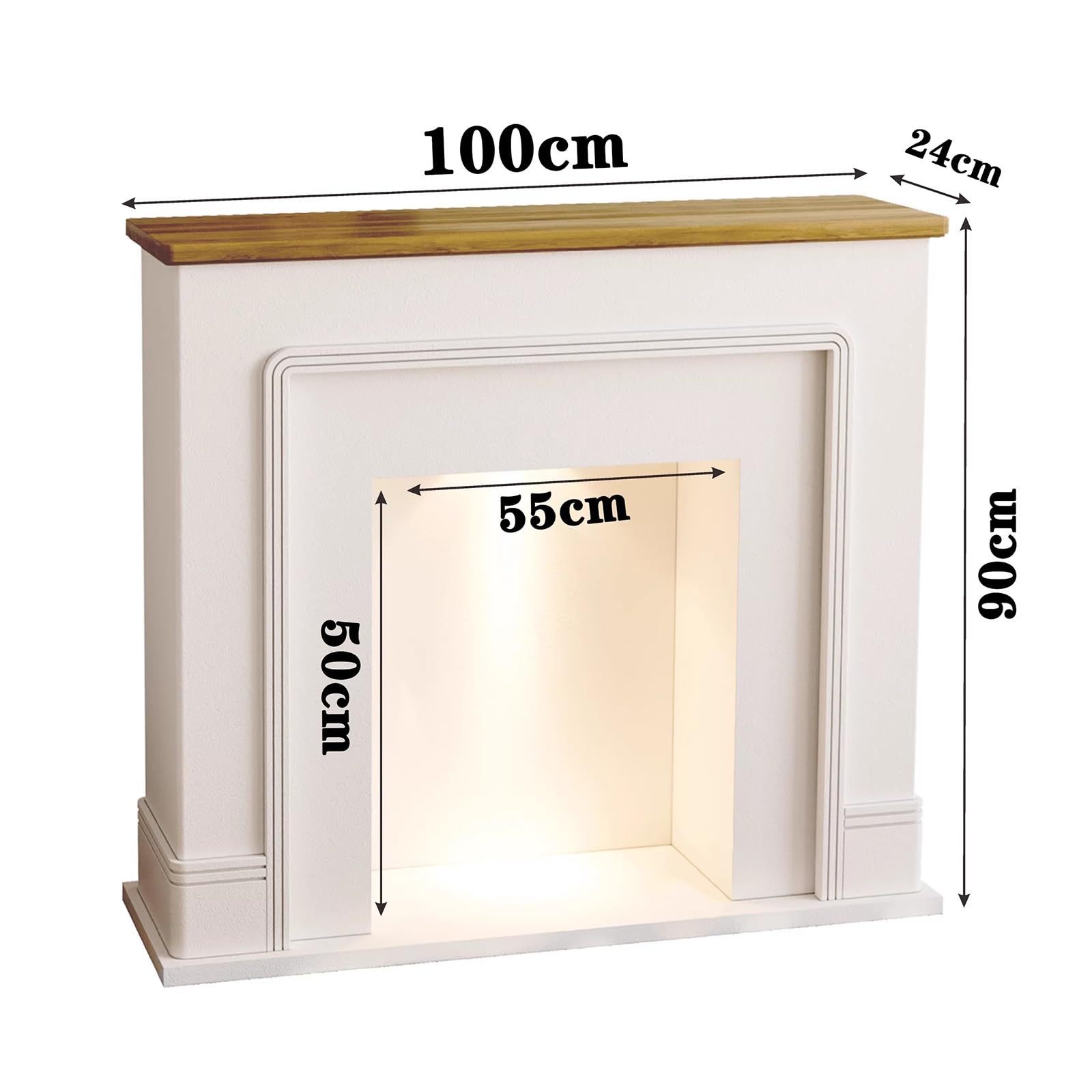 Al coperto Cornice decorativa autoportante for caminetto(Nero,Piccolo)
