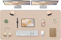 Vista 36 de Bloss Tapete de escritorio beige de 23.6 x 13.8 pulgadas, tapete de escritorio para escritorio, alfombrilla de mouse de cuero grande impermeable