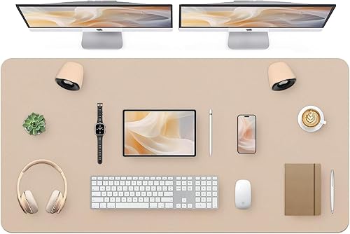 Miniatura 36 de Bloss Tapete de escritorio beige de 23.6 x 13.8 pulgadas, tapete de escritorio para escritorio, alfombrilla de mouse de cuero grande impermeable