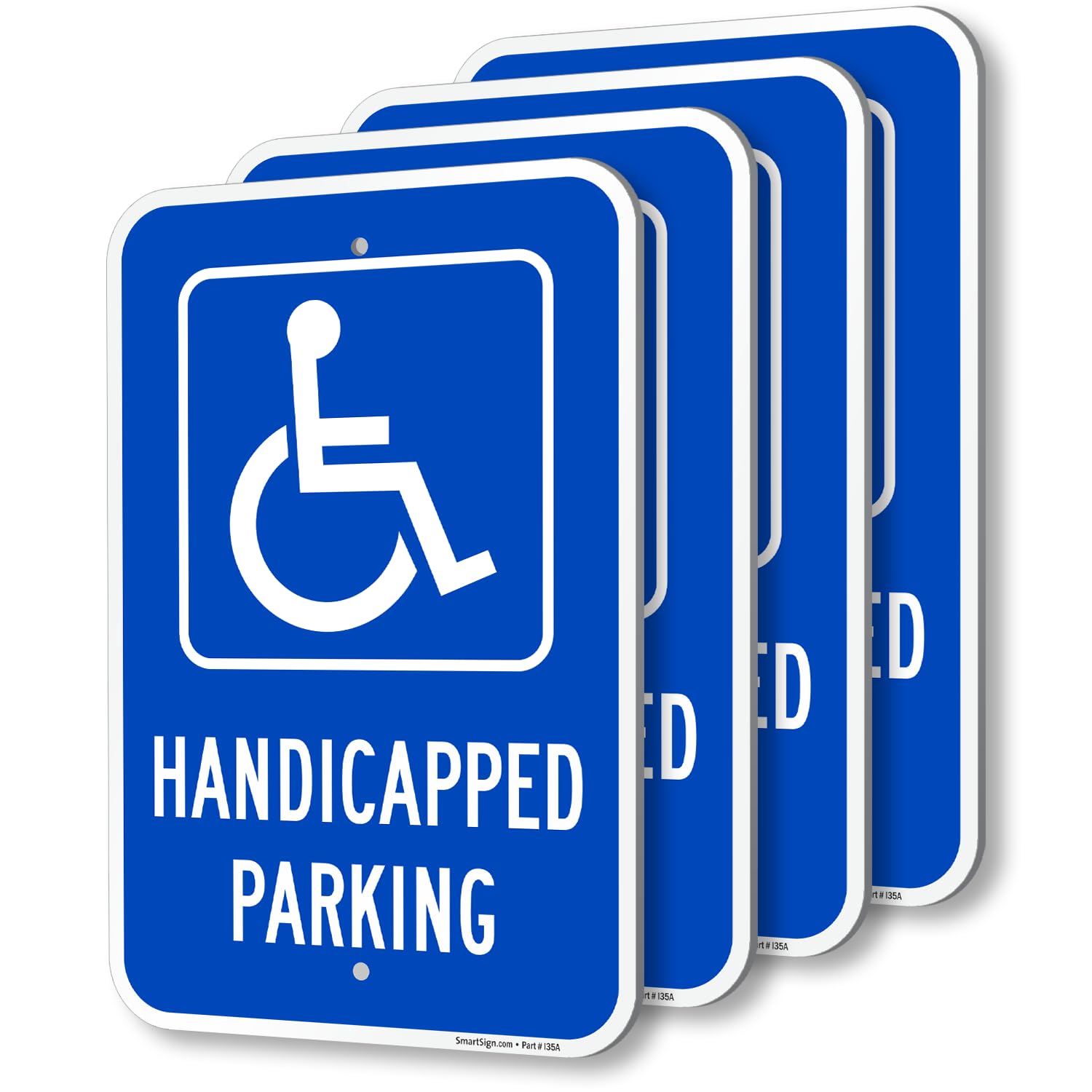 Pack Of 4 Reflective Handicapped Parking Signs - 18x12 Inch