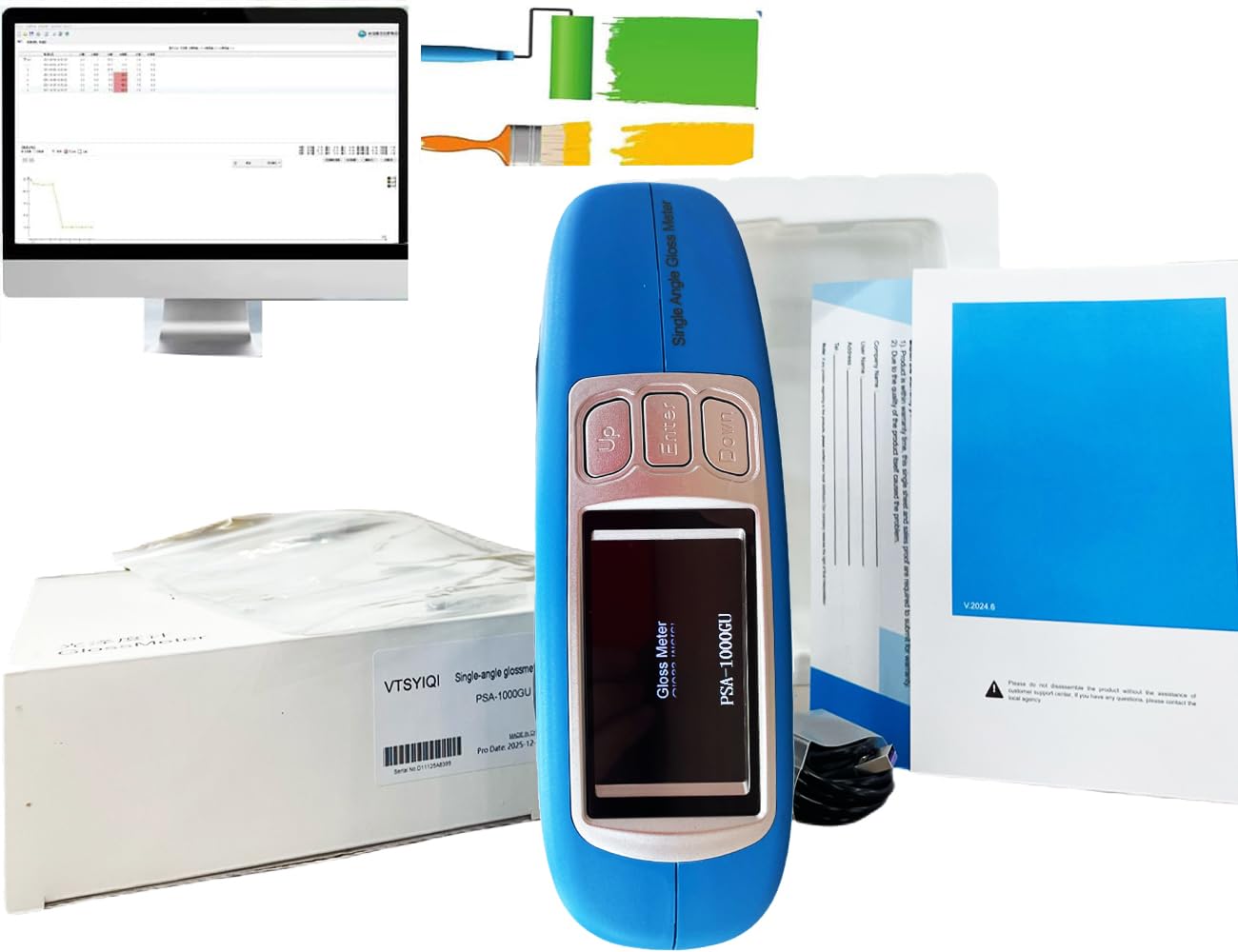 Digital Glossmeter 60 Degree Gloss Tester Single Angle Portable Gloss Tester Meter with 60 Degree Measuring Range 0 to 1000GU