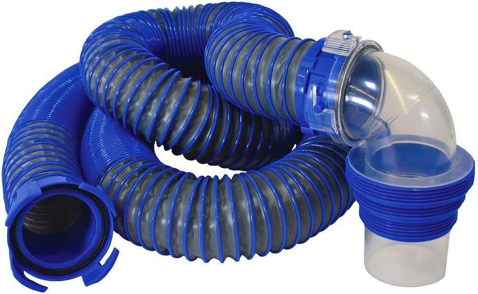 Gator® Sewer Hose 22008, 30 Ft Extended Len, 114 In Compressed Len, 3 In Hose Diameter, 24 Mil Polypropylene With Polymer Ribbed Construction, Charcoal Gray, With Four Drip Caps/Clear Elbow
